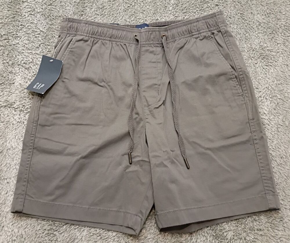 New Gap Shorts Mens Small Stretch Twill Pull On Drawstring Elastic Waist Pockets